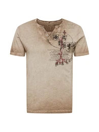 T-Shirt ''''WEAPON'''' braunmeliert / rubinrot / schwarz