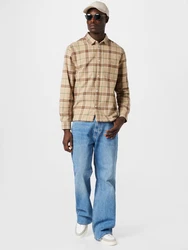 WEEKDAY Hemd Wise champagner/braun/grasgrün/weiß