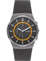 Uhr silbergrau / hellorange / schwarz