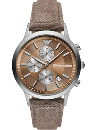 Analoguhr ''''Emporio'''' silber / taupe / hellbraun
