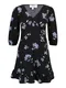 Dorothy Perkins Petite Haljina '(Ay) Petite Blue Floral V Neck Mini Dres'  svijetloplava / crna / bijela