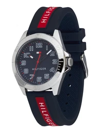 Uhr blau / rot / silber / wei