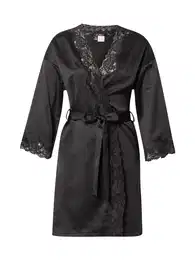 Lauren Ralph Lauren Kućni ogrtač 'SIGNATURE SATIN' crna