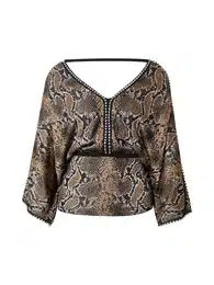 Halenka světle hnědá / černá / stříbrná / offwhite