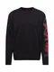 HUGO Sweatshirt ''''Deronese'''' dunkelgrau / rot / schwarz