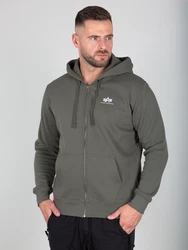 ALPHA INDUSTRIES Sweatjacke oliv/weiß