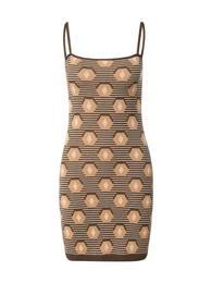Úpletové šaty béžová / hnědá / světle hnědá