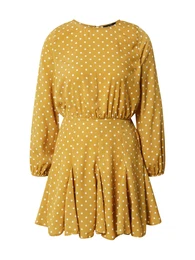 Košilové šaty hořčicová / bílá