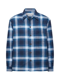 Hemd 'Storm' (GOTS) navy / himmelblau / wei