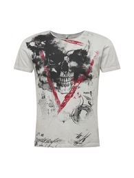 T-Shirt 'MT HYPE' silbergrau / dunkelrot / schwarz