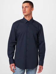 BOSS Langarmhemd Slim-Fit Hank Hemd schwarz