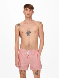 Only & Sons Badeshorts 'ONSTED' pink/weiß