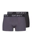 Skiny Boxershorts Retro Pants Herren Cotton Multipack Retro Boxer (2-St) dunkelgrau/schwarz/wei