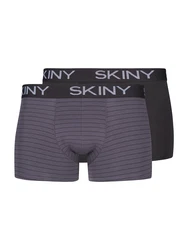 Skiny Boxershorts Retro Pants Herren Cotton Multipack Retro Boxer (2-St) dunkelgrau/schwarz/wei
