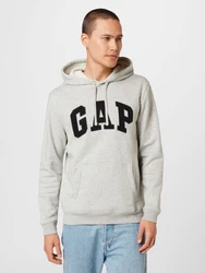 GAP Sweatshirt Hoodie Logo Fleece hellgrau/schwarz