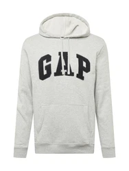 GAP Sweatshirt Hoodie Logo Fleece hellgrau/schwarz