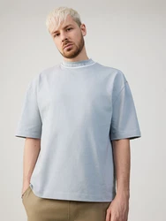 ABOUT YOU x Rewinside T-Shirt 'Cem' hellgrau/weiß