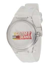 Uhr rot / silber / transparent / wei