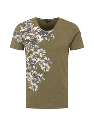 T-Shirt 'MAGIC' dunkelgrau / oliv / weiß