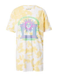 Šaty nefritová / fialová / jasně oranžová / bílá