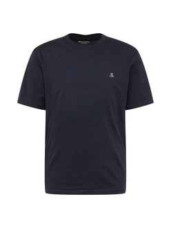 Marc O'Polo T-Shirt Logo-T-Shirt nachtblau/weiß