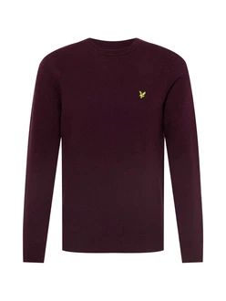 Lyle & Scott Strickpullover Herrenpullover mit Rundhalsausschnitt und Logo burgunder