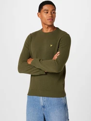 Lyle & Scott Strickpullover Herrenpullover mit Rundhalsausschnitt und Logo oliv