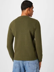 Lyle & Scott Strickpullover Herrenpullover mit Rundhalsausschnitt und Logo oliv
