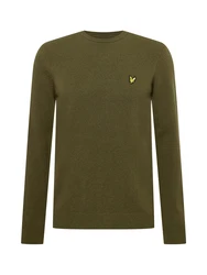 Lyle & Scott Strickpullover Herrenpullover mit Rundhalsausschnitt und Logo oliv