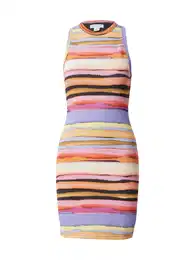 Šaty světle žlutá / fialová / oranžová / černá