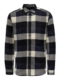 Hemd 'Gudmund' creme / navy / schwarz