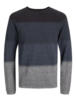 JACK & JONES Pullover 'JJEHill' marine/dunkelblau/grau/schwarz