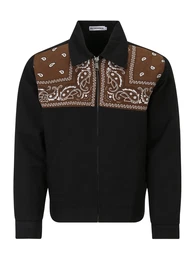 Sweatjacke 'Harrington' braun / schwarz / wei