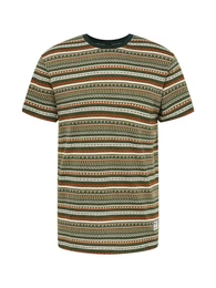 T-Shirt 'Chop Chop' beige / grün / rostrot / weiß