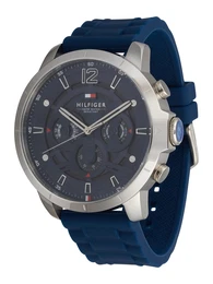 Uhr blau / rot / silber