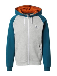 Sweatjacke 'De College 2' hellgrau / petrol / schwarz / wei