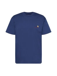 T-Shirt ''''American Script'''' dunkelblau / dunkelgelb / cranberry