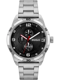 Uhr rot / schwarz / silber / wei