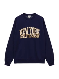 Sweater majica mornarsko plava / narančasta / bijela