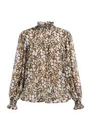 Bluza karamela / tamno smeđa / bijela