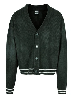 Urban Classics Strickjacke dunkelgrn/wei