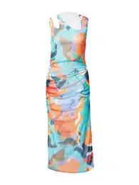 Šaty námořnická modř / světlemodrá / hnědá / oranžová