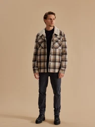 DAN FOX APPAREL Jacke 'Brian' beige/dunkelblau/braun