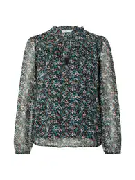 Bluza 'Ditsy' smeđa / smaragdno zelena / žad / bijela