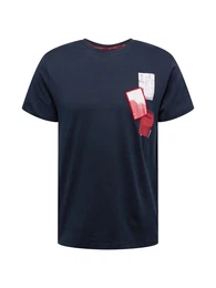 Shirt ''''SOLAM'''' dunkelblau / pastellrot / wei