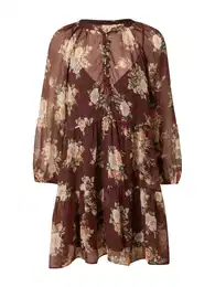 Šaty krémová / hnědá / světle zelená / oranžová