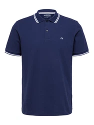 SELECTED HOMME Poloshirt 'SLHDante' navy/wei