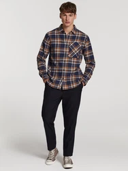 Shiwi Hemd 'Luke' hellbeige/indigo/braun