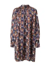 Šaty 'NIFODO' námořnická modř / hnědá / černá / bílá