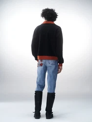 Luka Sabbat for ABOUT YOU Pullover 'Ivan' marineblau / hummer / weiß